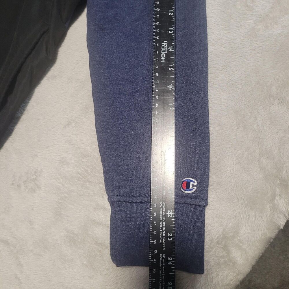 Champion Hoodie Mens Large Blue Black 1/2 Zip Fleece Pullover Pockets Athletic - Picture 8 of 12